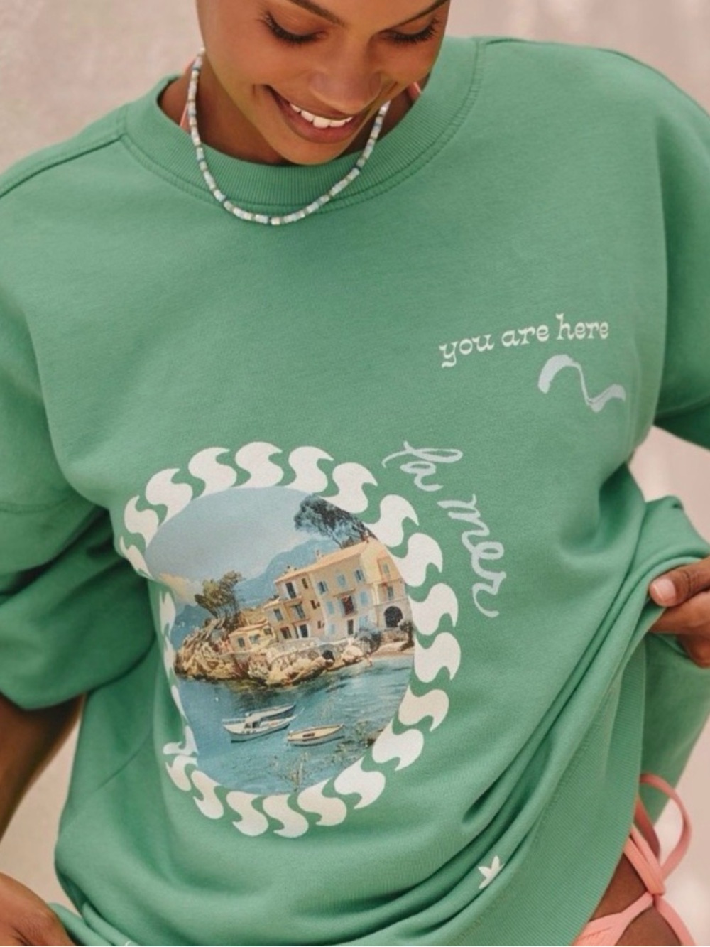 NWT Anthropologie Celandine Oversized Graphic Sweatshirt XXS/XS Resortwear